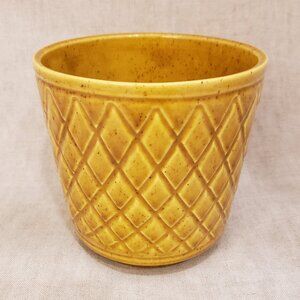 Vintage Haeger Pottery #405 Yellow Planter Vase Diamond Quilt Pattern